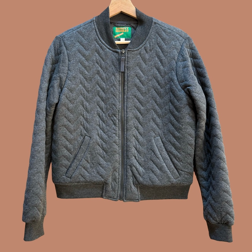 Super Cozy - Charcoal Quilted Bomber - XS